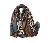 TQVLNMCR Écharpe à imprimé léopard for Femmes, Foulards en Coton et Lin à imprimé Animal avec Glands, Longue et Grande écharpe, châle léger et Chaud, étole enveloppante(Blue)