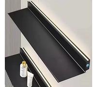 TQVLNMCR Étagères murales flottantes avec lumière LED Chaude, étagères Lumineuses en Alliage d'aluminium, étagère Murale for comptoir, Salon, Salle de Bain(Noir,40cm)