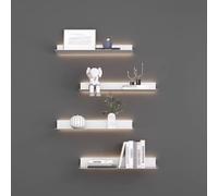 TQVLNMCR Étagères murales flottantes, étagères murales électroluminescentes Étagère d'affichage Flottante Diverses Combinaisons Vous offrent différents Effets visuels(White,60x20x6cm)