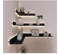 TQVLNMCR Étagères murales flottantes, étagères murales LED intégrées, lumière Chaude, étagères électroluminescentes en Alliage d'aluminium, étagères murales en Fer(Noir,60x20cm)