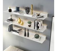TQVLNMCR Étagères murales Lumineuses, étagère de Rangement Flottante, étagère d'affichage à LED, il est Facile de Ranger Vos Objets préférés et Votre Rangement à Domicile(White,100x20x6cm)