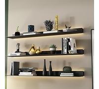 TQVLNMCR Étagères murales Lumineuses, étagère de Rangement Flottante, étagère d'affichage à LED, il est Facile de Ranger Vos Objets préférés et Votre Rangement à Domicile(Noir,150x20x6cm)