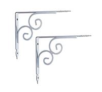 TQVLNMCR Lot de 2 Supports d'étagère Noirs, Supports d'étagère à Angle Droit à 90 degrés, Supports d'étagère flottants en métal, Support d'étagère Mural connecté au Meuble(White,19x24cm/7.5 * 9.4in)