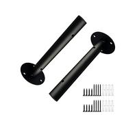 TQVLNMCR Supports d'étagère en Fer, Support Tubulaire Rond rétro, Support d'étagère Industriel Noir, Supports d'étagère flottants muraux, Support Fixe en métal - 25 cm/9,8 po