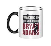 TQWIEOHDS Bryan Rock Singer Adams Tasse en céramique à bord coloré 330ml - Mug café et thé design rock - Vaisselle cadeau pour fans de musique - Accessoire cuisine et bureau