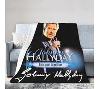 TQWIEOHDS Hallyday Rock Singer Johnny Couverture en Flanelle Ultra Douce - Plaid Confortable Plusieurs Tailles - Jeté de Canapé Rock Vintage - Cadeau Fan de Musique Française 60"x50"