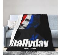 TQWIEOHDS Hallyday Rock Singer Johnny Couverture en Flanelle Ultra Douce - Plaid Confortable Plusieurs Tailles - Jeté de Canapé Rock Vintage - Cadeau Fan de Musique Française 60"x50"
