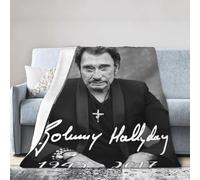 TQWIEOHDS Hallyday Rock Singer Johnny Couverture en Flanelle Ultra Douce - Plaid Confortable Plusieurs Tailles - Jeté de Canapé Rock Vintage - Cadeau Fan de Musique Française 80"x60"