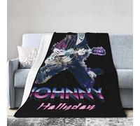TQWIEOHDS Hallyday Rock Singer Johnny Couverture en Flanelle Ultra Douce - Plaid Confortable Plusieurs Tailles - Jeté de Canapé Rock Vintage - Cadeau Fan de Musique Française 80"x60"