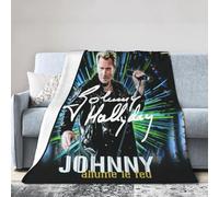TQWIEOHDS Hallyday Rock Singer Johnny Couverture en Flanelle Ultra Douce - Plaid Confortable Plusieurs Tailles - Jeté de Canapé Rock Vintage - Cadeau Fan de Musique Française 50"x40"