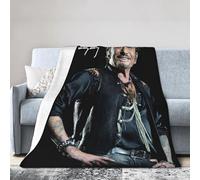 TQWIEOHDS Hallyday Rock Singer Johnny Couverture en Flanelle Ultra Douce - Plaid Confortable Plusieurs Tailles - Jeté de Canapé Rock Vintage - Cadeau Fan de Musique Française 40"x30"