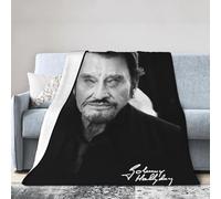 TQWIEOHDS Hallyday Rock Singer Johnny Couverture en Flanelle Ultra Douce - Plaid Confortable Plusieurs Tailles - Jeté de Canapé Rock Vintage - Cadeau Fan de Musique Française 40"x30"