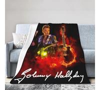 TQWIEOHDS Hallyday Rock Singer Johnny Couverture en Flanelle Ultra Douce - Plaid Confortable Plusieurs Tailles - Jeté de Canapé Rock Vintage - Cadeau Fan de Musique Française 50"x40"