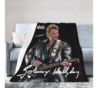 TQWIEOHDS Hallyday Rock Singer Johnny Couverture en Flanelle Ultra Douce - Plaid Confortable Plusieurs Tailles - Jeté de Canapé Rock Vintage - Cadeau Fan de Musique Française 80"x60"