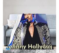 TQWIEOHDS Hallyday Rock Singer Johnny Couverture en Flanelle Ultra Douce - Plaid Confortable Plusieurs Tailles - Jeté de Canapé Rock Vintage - Cadeau Fan de Musique Française 40"x30"