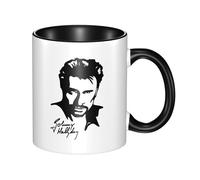 TQWIEOHDS Hallyday Rock Singer Johnny Mug Céramique - Tasse à Café 330ml avec Double Impression Couleur - Design Vintage Rock Français - Idéal pour Café, Thé, Bureau et Collectionneurs