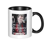 TQWIEOHDS Hallyday Rock Singer Johnny Mug Céramique - Tasse à Café 330ml avec Double Impression Couleur - Design Vintage Rock Français - Idéal pour Café, Thé, Bureau et Collectionneurs