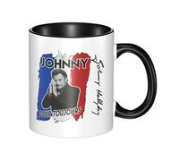 TQWIEOHDS Hallyday Rock Singer Johnny Mug Céramique - Tasse à Café 330ml avec Double Impression Couleur - Design Vintage Rock Français - Idéal pour Café, Thé, Bureau et Collectionneurs