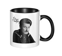 TQWIEOHDS Hallyday Rock Singer Johnny Mug Céramique - Tasse à Café 330ml avec Double Impression Couleur - Design Vintage Rock Français - Idéal pour Café, Thé, Bureau et Collectionneurs