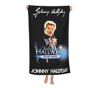 TQWIEOHDS Hallyday Rock Singer Johnny Serviette De Bain Microfibre - Absorbante Et Séchage Rapide - Taille 80x130 Cm - Serviette De Plage Et Sport - Cadeau Fan De Musique Rock Française