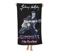 TQWIEOHDS Hallyday Rock Singer Johnny Serviette De Bain Microfibre - Absorbante Et Séchage Rapide - Taille 80x130 Cm - Serviette De Plage Et Sport - Cadeau Fan De Musique Rock Française