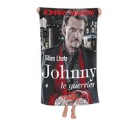 TQWIEOHDS Hallyday Rock Singer Johnny Serviette De Bain Microfibre - Absorbante Et Séchage Rapide - Taille 80x130 Cm - Serviette De Plage Et Sport - Cadeau Fan De Musique Rock Française