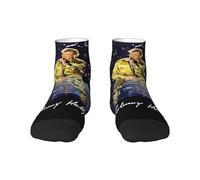 TQWIEOHDS Johnny Rock Star Hallyday Chaussettes - 30cm Taille Haute - Couleurs Contrastées - Style Rock Français Vintage - Homme Femme Unisexe Cadeau Mode pour Fans de Musique Française