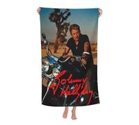 TQWIEOHDS Johnny Rock Star Hallyday Serviette De Bain Microfibre - Absorbante Et Séchage Rapide - Taille 80x130 Cm - Serviette De Plage Et Sport - Cadeau Fan De Musique Rock Française