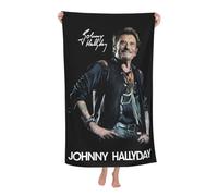 TQWIEOHDS Johnny Rock Star Hallyday Serviette De Bain Microfibre - Absorbante Et Séchage Rapide - Taille 80x130 Cm - Serviette De Plage Et Sport - Cadeau Fan De Musique Rock Française