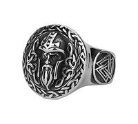 TQWSVUM Anneau Viking Noeud Celtique Odin-Bague Pirate Nordique en Acier Inoxydable Valknut -Mens Fashion Vintage Odin Head Warrior Amulet Ring Pagan Charm Jewelry Taille 7-13