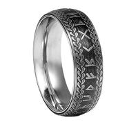 TQWSVUM Bague Viking Rune pour Homme Et Femme - Bague Nordique en Acier Inoxydable Futhark Runes - Mode Vintage Plaqué Or Noeud Celtique Rune Cercle Couple Bague Bijoux de Déclaration(Silver_12)