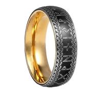 TQWSVUM Bague Viking Rune pour Homme Et Femme - Bague Nordique en Acier Inoxydable Futhark Runes - Mode Vintage Plaqué Or Noeud Celtique Rune Cercle Couple Bague Bijoux de Déclaration(Gold_13)