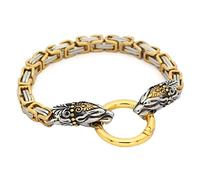 TQWSVUM Bracelet de Chaîne de Roi de Loup Viking pour Hommes, Bracelet de Tête de Loup Odin en Acier Inoxydable Nordique, Bracelet d'animal Poli Fait À la Main Bijoux Vintage de Charme de Mode