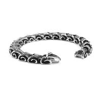 TQWSVUM Bracelet de Chaîne Dragon Link en Acier pour Hommes, Bracelet en Acier Inoxydable Norrois Viking Dragon Scale, Chaîne de Quille Faite À la Main Biker Punk Rock Vintage Bijoux pour Animaux