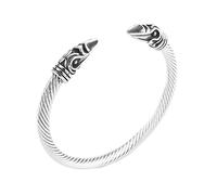 TQWSVUM Bracelet de Manchette Tête de Corbeau Viking - Bracelet Torsadé Tissé Odin Crow en Acier Inoxydable pour Homme - Bijoux de Bracelet D'amulette Animale Réglable Nordique Vintage Punk