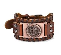 TQWSVUM Bracelet en Corde Tressée en Cuir Vegvisir for Hommes, Bracelet Nordique À Boucle Réglable Ouroboros avec Boussole, Bracelets de Manchette en Amulette Animale Vintage