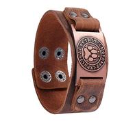 TQWSVUM Bracelet en Cuir de Griffe d'ours Viking - Nordiques Wolf Paw Amulet Wide Wristband - Hommes Femmes Mode Gothique Bracelet en Alliage de Métal Celtic Pagan Jewelry Gift
