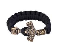 TQWSVUM Bracelet en Paracorde Mjolnir de Mythologie Nordique - Bracelet en Corde Tressée avec Marteau de Thor's en Acier Inoxydable pour Homme - Bijoux de Mode Médiévale Street Punk