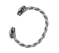 TQWSVUM Bracelet Loup Viking Nordique pour Homme - Bracelet Manchette Fenrir Tête de Loup Odin en Acier Inoxydable - Amulette Animal Pirate Païen Vintage Bracelet Réglable Bijoux