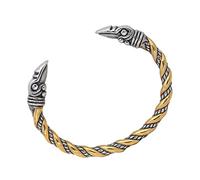 TQWSVUM Bracelet Manchette Tête de Corbeau Viking - Bracelet Tête de Corbeau Nordique en Acier Inoxydable pour Homme Et Femme - Bracelet Amulette Animal Réglable Vintage Fait À la Main