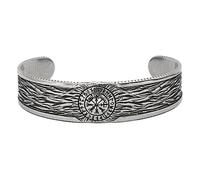 TQWSVUM Bracelet Manchette Viking Nordique Vegvisir - Bracelet Amulette Boussole en Acier Inoxydable pour Homme - Fait À la Main en Métal Vintage Fashion Charm Hip Hop Bracelet Bijoux de Fête