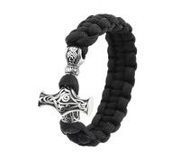 TQWSVUM Bracelet Mjolnir pour Hommes - Viking en Acier Inoxydable Odin Thor's Marteau Paracorde Bracelet - Fait À la Main Tressé Corde Bracelet Mythologie Nordique Protection Bijoux