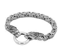 TQWSVUM Bracelet Tête de Loup Odin en Acier Inoxydable Viking pour Homme, Chaîne de Roi Byzantin Lourd À la Main, Mythologie Nordique Fenrir Animal Bracelet Mode Charme Bijoux Vintage
