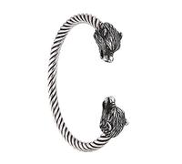 TQWSVUM Bracelet Tête de Loup Viking en Acier Inoxydable for Homme, Bracelet Torsadé Réglable Dieu Nordique Odin Fenrir, Bijoux Amulette Païen Rétro Gothique Médiéval Punk