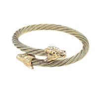 TQWSVUM Bracelet Tête de Loup Viking en Acier Inoxydable pour Hommes - Bracelet Manchette Ouvert Nordique Odin Fenrir - Bracelet Animal Réglable Torsadé Vintage Lourd Fait À la Main Bijoux Pirate