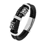 TQWSVUM Bracelet Tressé en Cuir Double Couche avec Perles Viking pour Homme - Bracelet Manchette en Acier Inoxydable avec Marteau de Thor's Nordique - Couple Mjolnir Amulet Fashion Bangle Jewelry