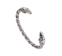TQWSVUM Bracelet Viking Odin Raven pour Homme - Bracelet en Acier Inoxydable avec Tête de Corbeau de la Mythologie Nordique - Bracelet Manchette Torsadé Poli Fait À la Main avec Amulette Animale