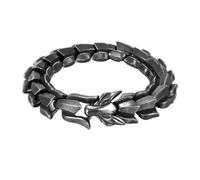 TQWSVUM Bracelet Viking Ouroboros pour Hommes Nordiques, Bracelet en Acier Inoxydable À L'échelle de Dragon, Bijoux Vintage Biker Punk Squelette Dragon Celtique Heavy Bangle