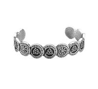 TQWSVUM Bracelet Viking pour Hommes - Runes Nordiques Boussole Valknut Noeud Celtique Manchette Bracelet - Fait À la Main Poli en Acier Inoxydable Celtique Païen Amulette Bracelet Bijoux de Mode
