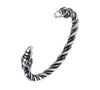 TQWSVUM Bracelet Viking Ravens pour Homme - Bracelet Torsadé Fait À la Main en Acier Inoxydable Double Têtes de Corbeau Odin - Bijoux Nordiques Vintage Odin Ravens Ouvert Réglable